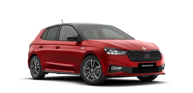 Ein roter Škoda Fabia Monte Carlo