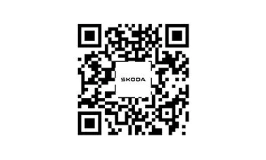 df0cebecd9138c33ec65c0fab8b695d2 QR-Code mit dem Text "SKODA" in der Mitte.