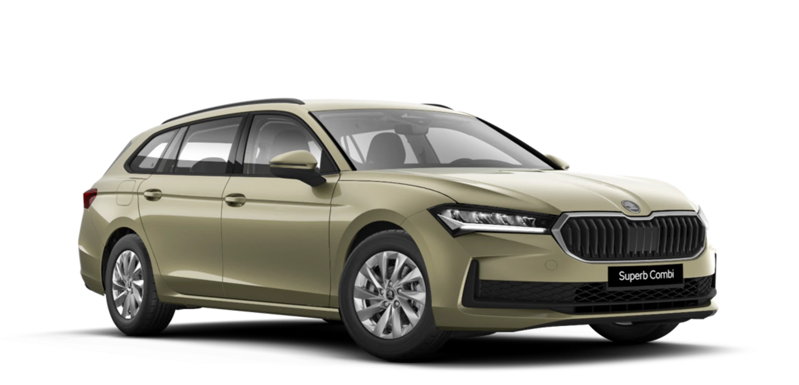 Skoda Superb Combi in Beige, Seitenansicht.
