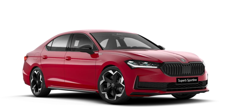 Ein roter Skoda Superb Sportline