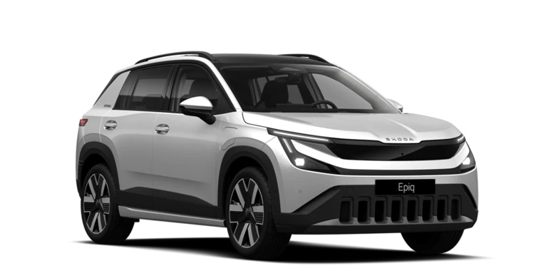 Skoda Epiq Edition SUV in weiß auf transparentem Hintergrund.